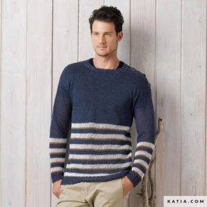 pattern knit crochet man sweater spring summer katia 5969 23 g