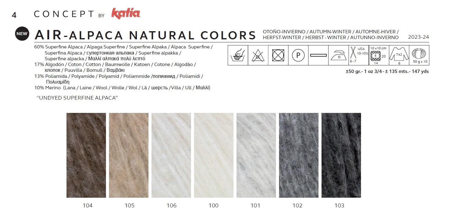 Concept by Katia Air Alpaca Natural Colors