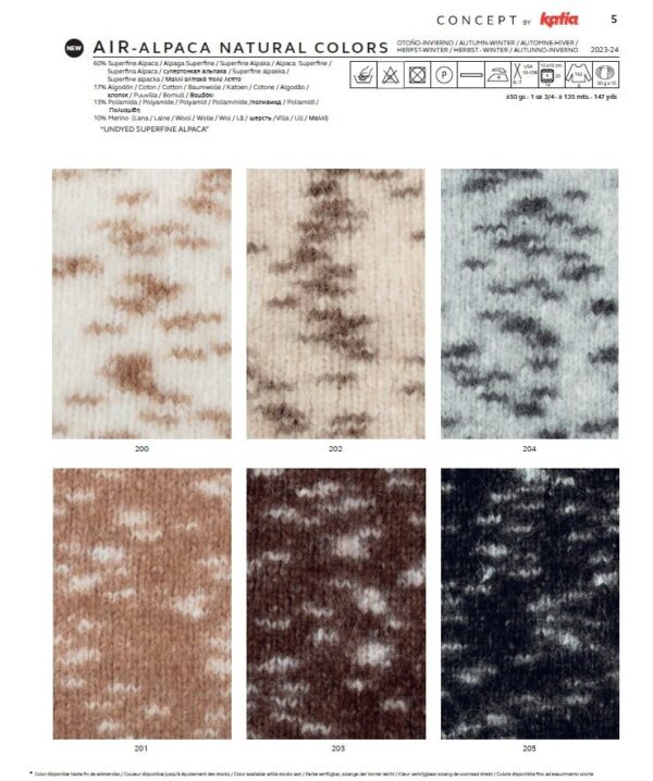 Concept by Katia Air Alpaca Natural Colors